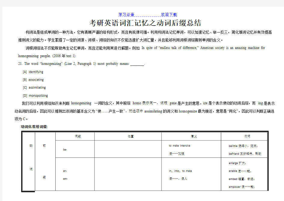 考研英语词汇记忆之动词后缀总结