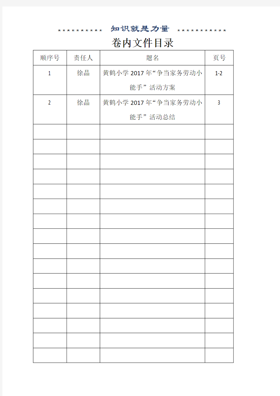 家务劳动方案、总结