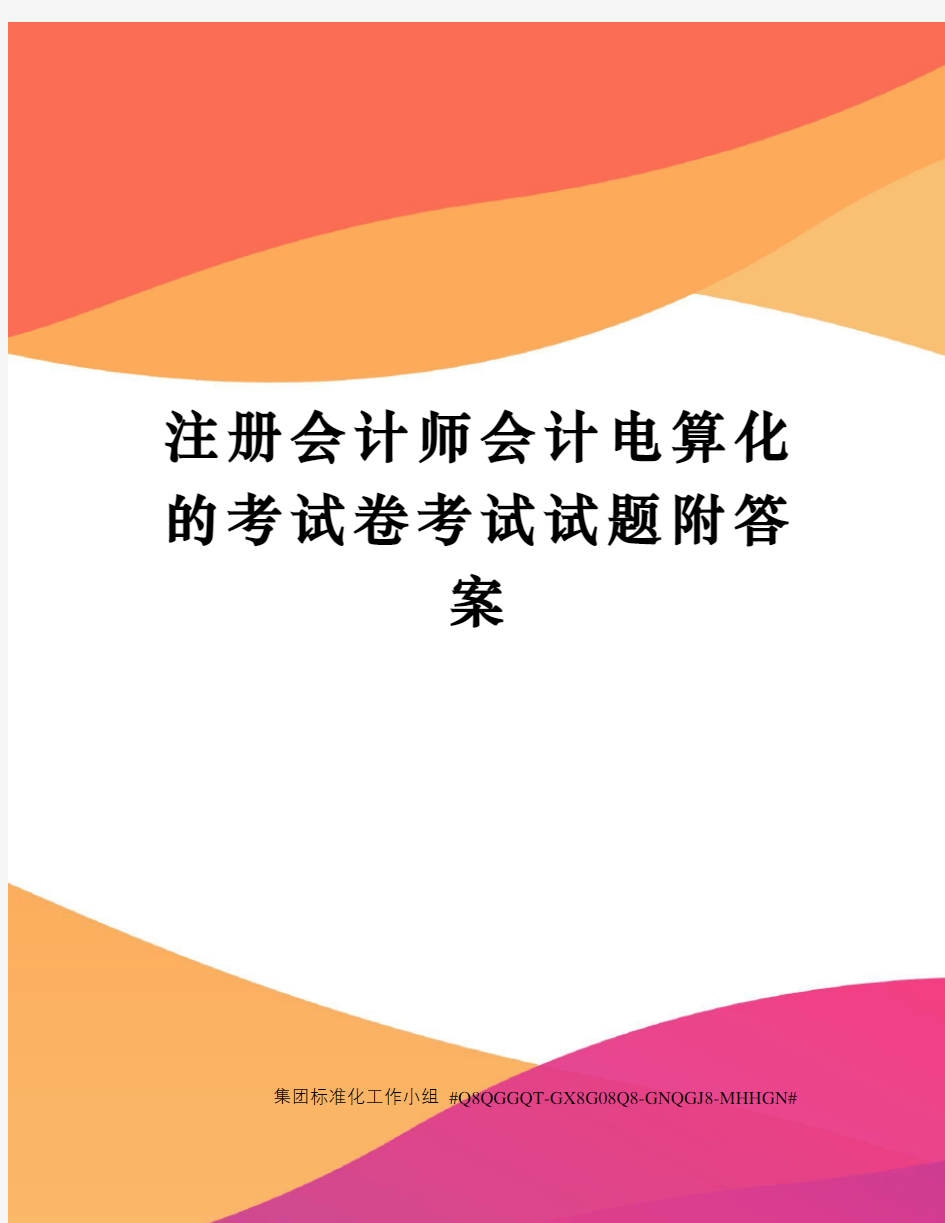 注册会计师会计电算化的考试卷考试试题附答案