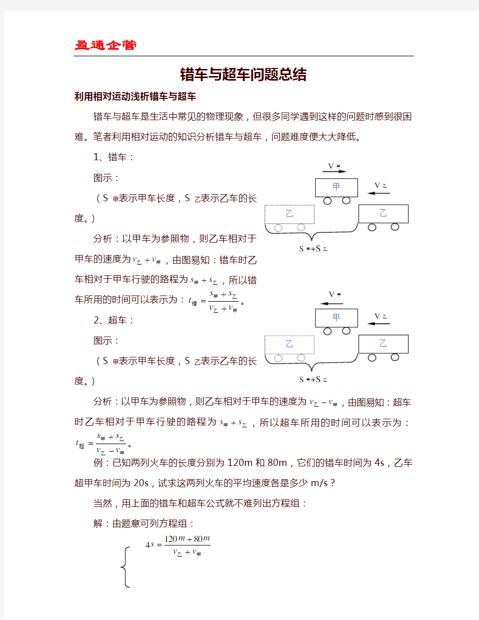 重磅-错车和超车问题总结