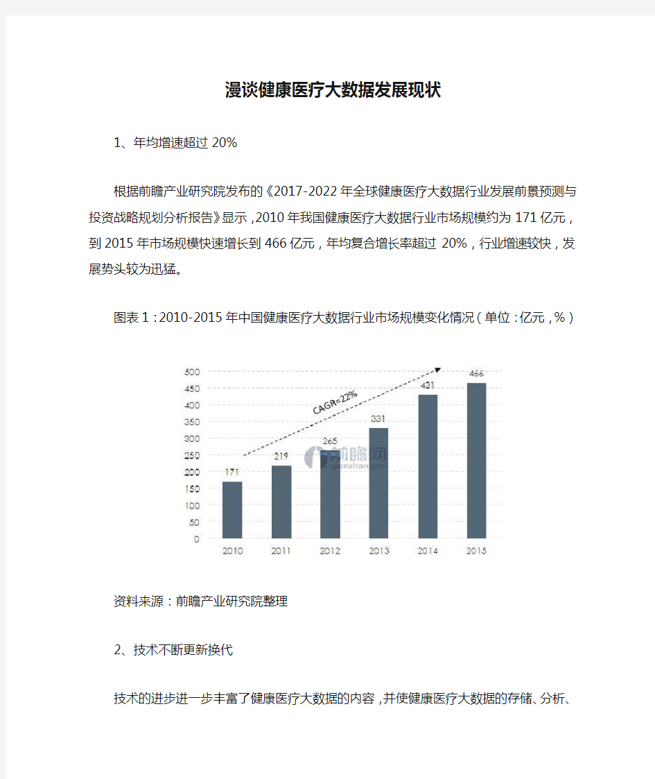 漫谈健康医疗大数据发展现状