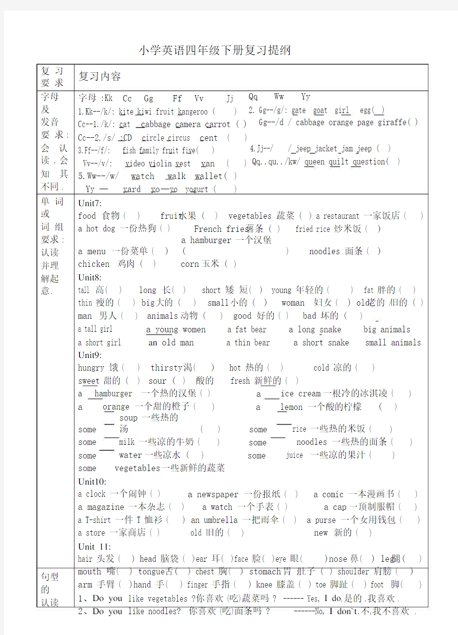 小学英语北师大版四年级下册