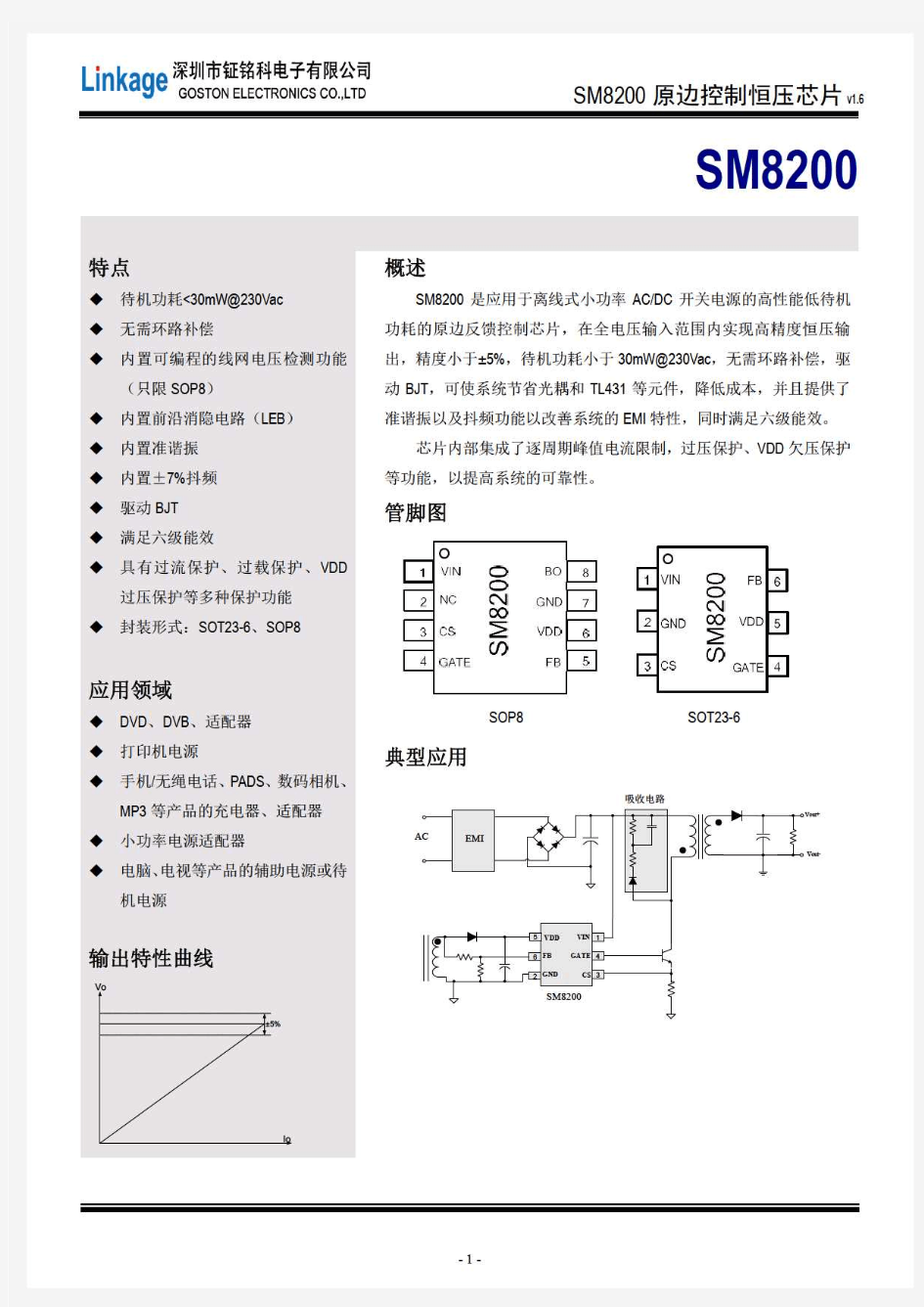 SM8200离线式小功率AC-DC开关电源芯片