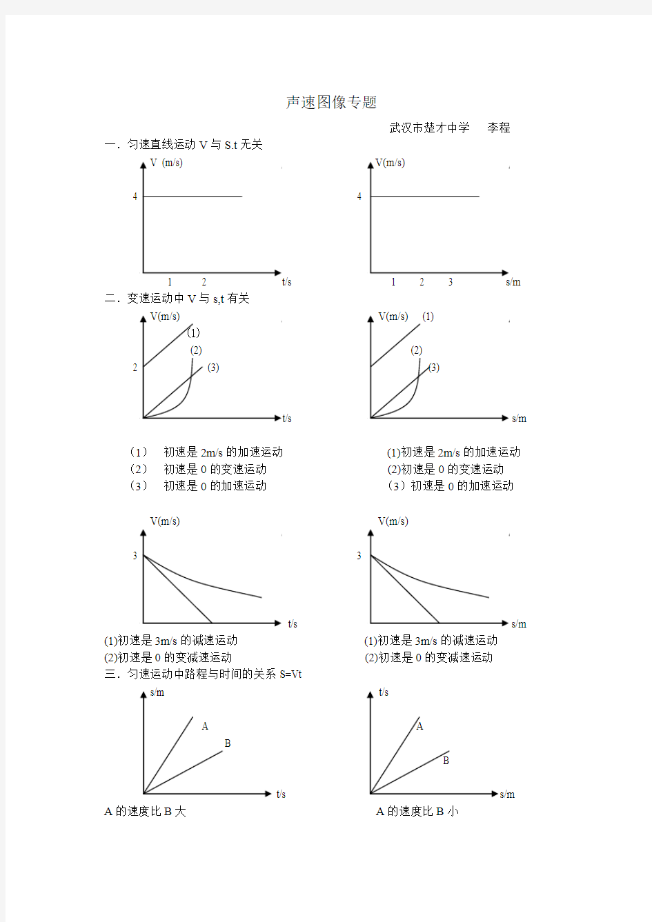 速度路程时间关系图像教案