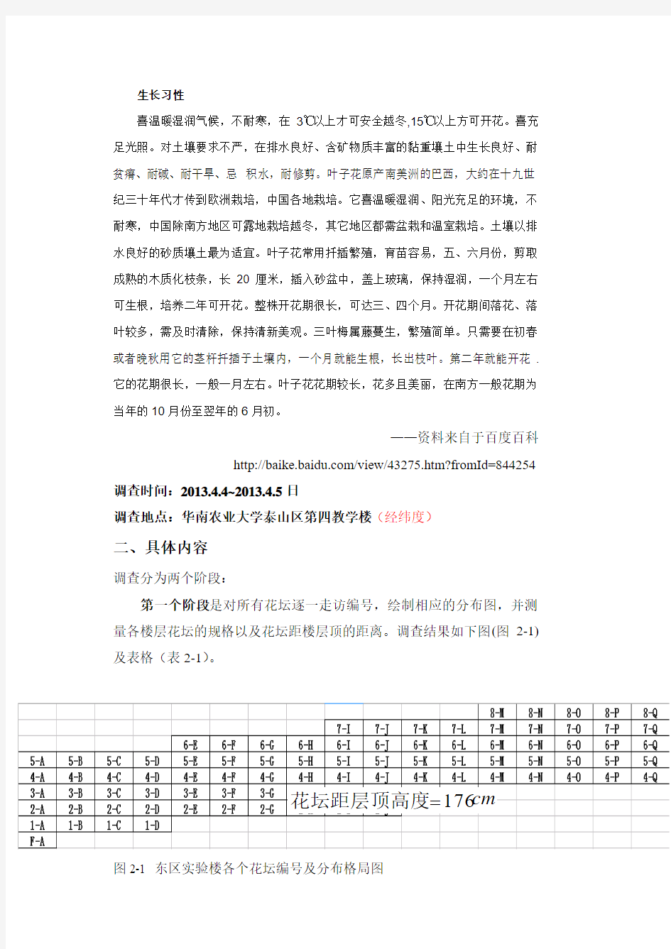 华南农业大学第四教学楼各楼层花坛规划管理调查报告