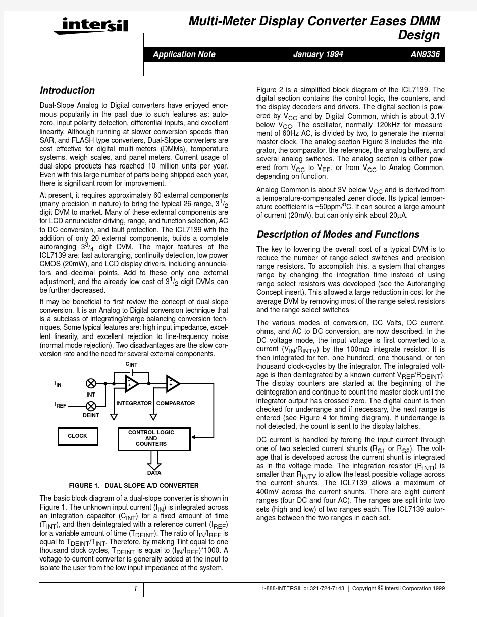 ICL7139数字万用表电路