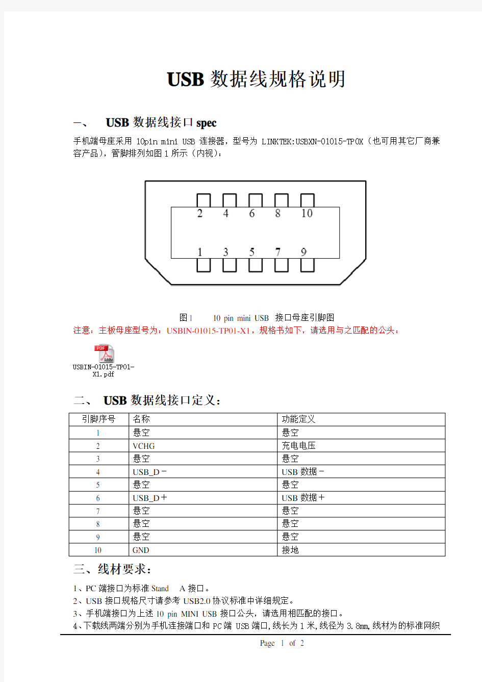 USB数据线规格说明_