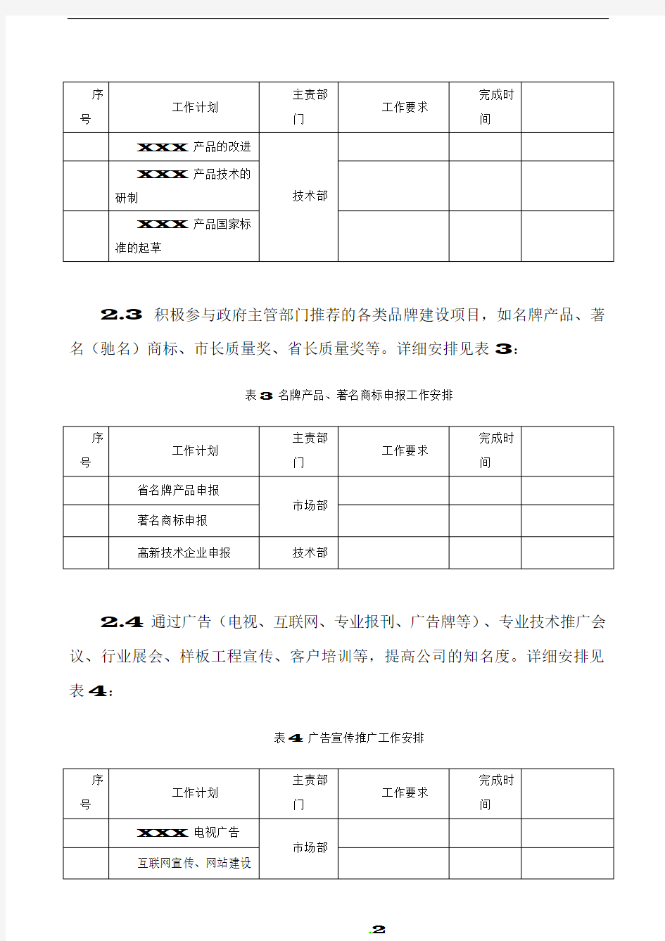 企业品牌建设工作计划