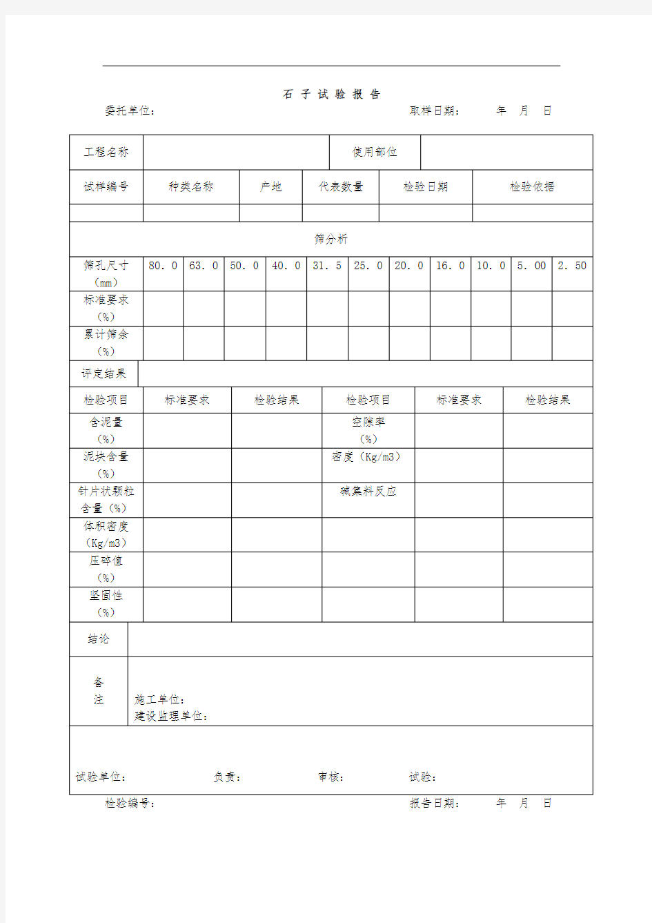 石子试验报告