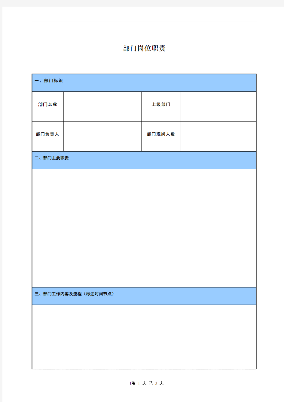 部门岗位职责模板