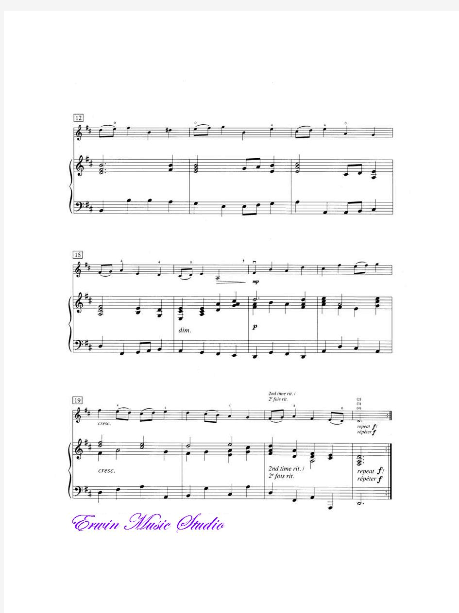 小提琴考级(第一级)《Bourree》小提琴+ 钢琴伴奏曲谱