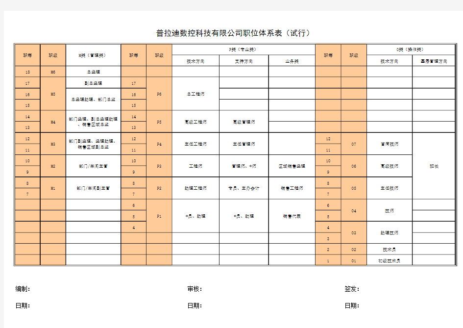 职位序列体系表