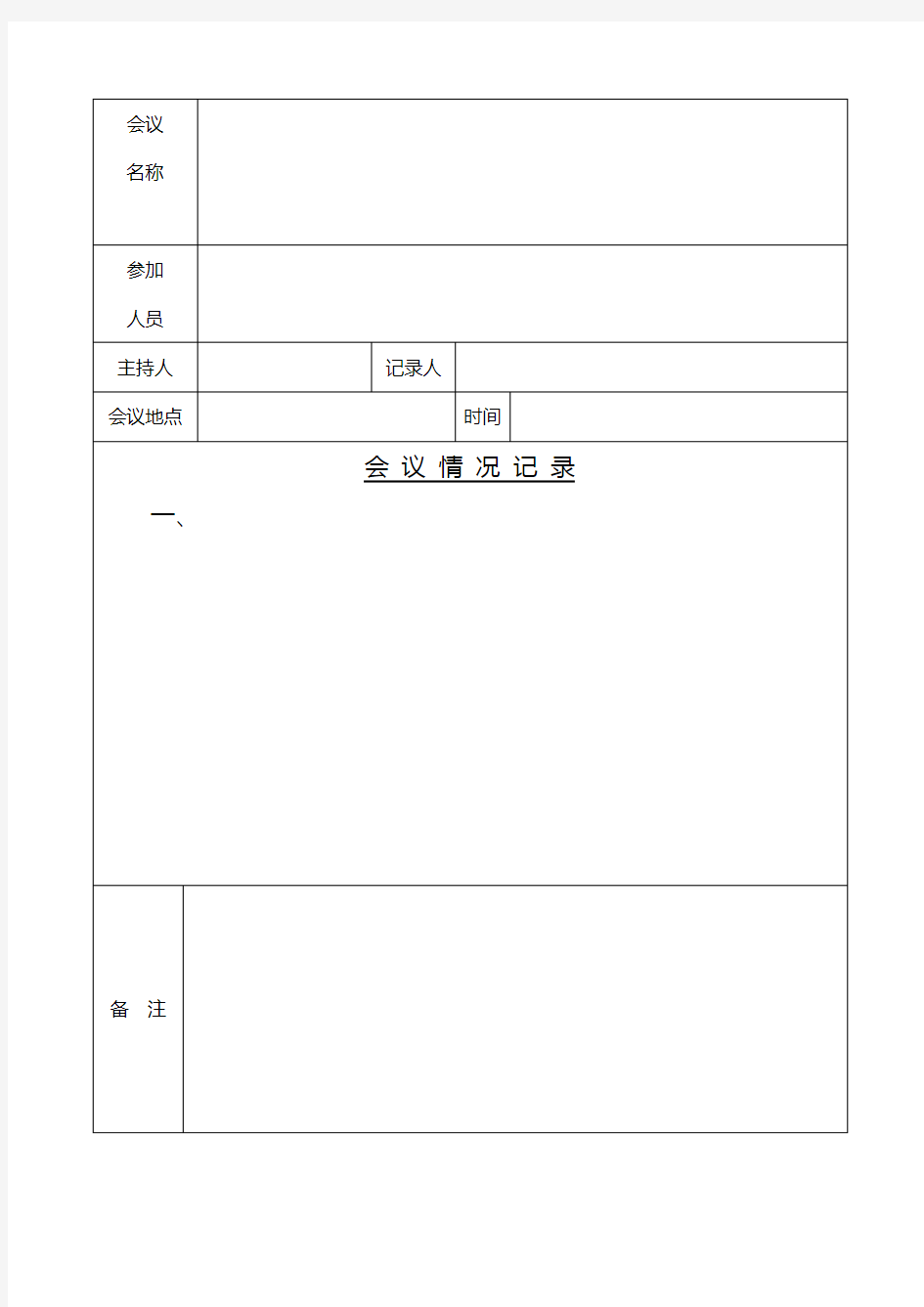 会议记录空白表