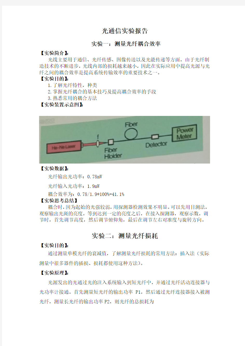 光通信实验报告