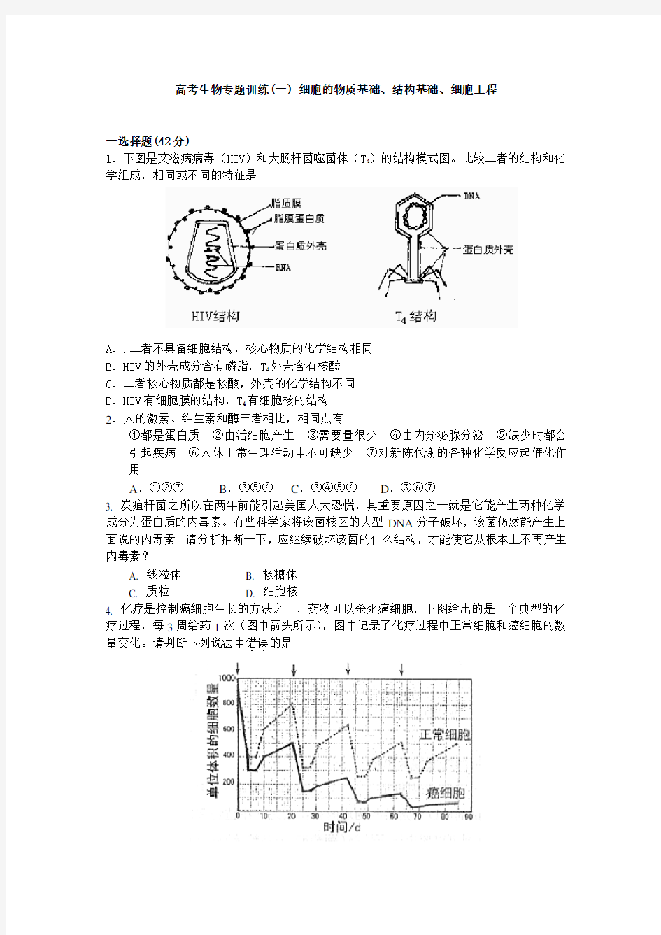 (完整版)高考生物专题训练(一)