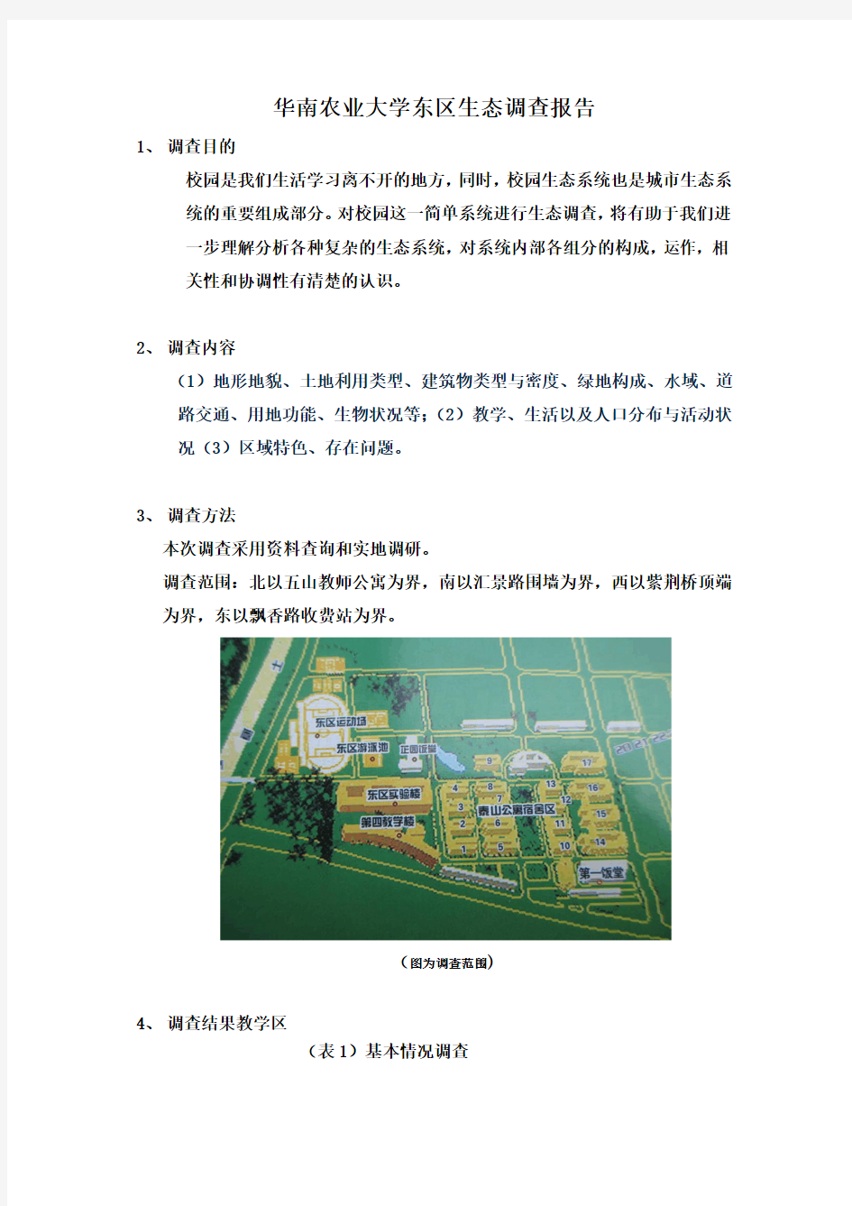 华南农业大学东区生态调查报告