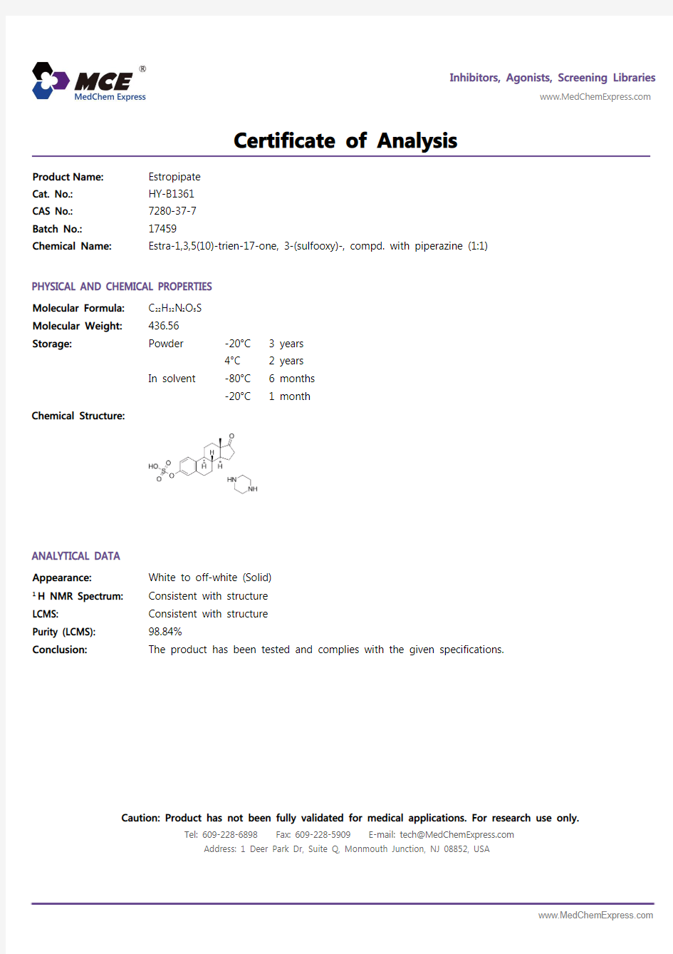 Estropipate_COA_17459_MedChemExpress