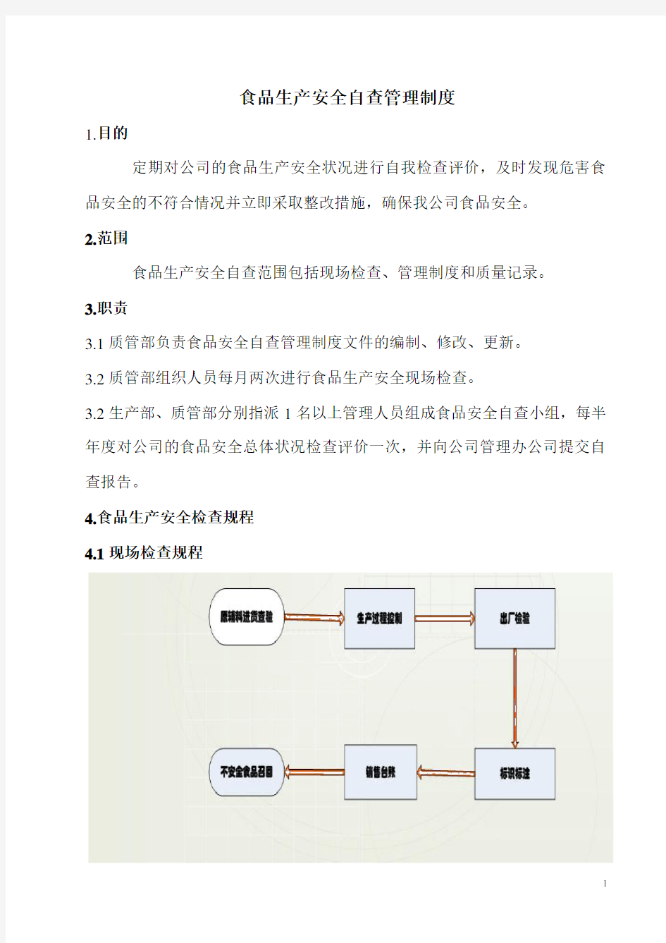 食品安全自查管理制度