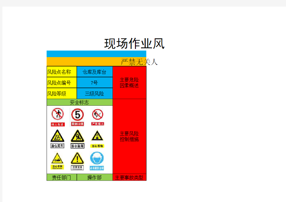 安全风险告知牌——7号风险--仓库及库台