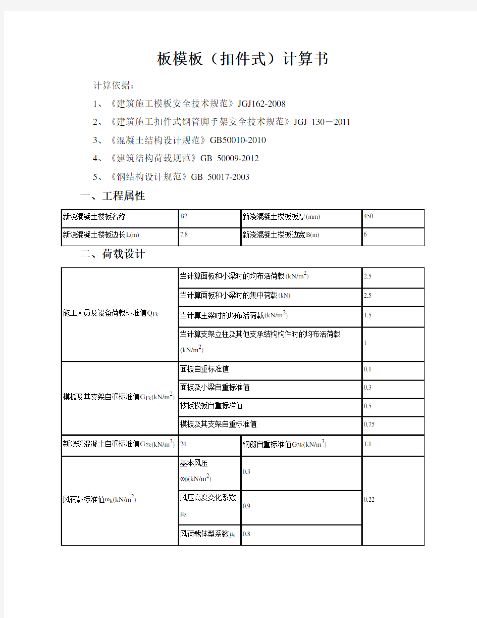 板模板(扣件式)计算书-450板厚