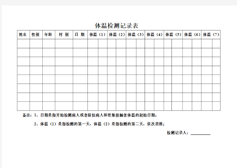 最新开学学生体温检测记录表最新