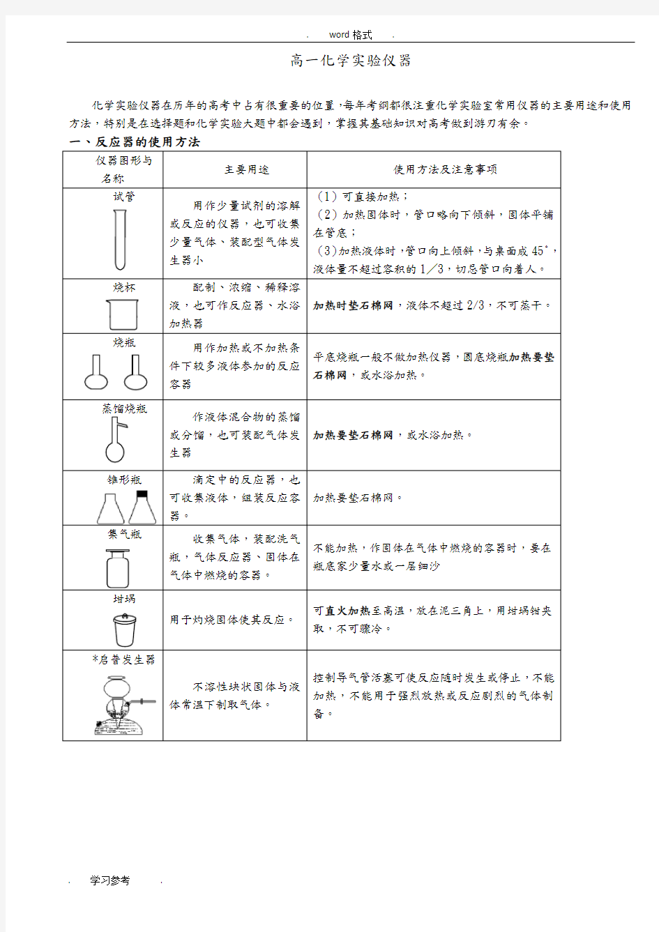 高中化学实验仪器大全[精]