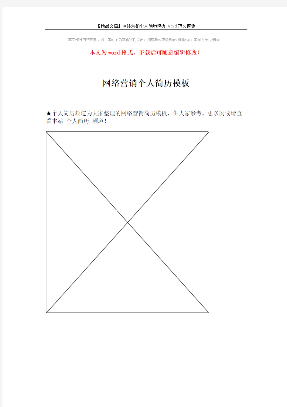 【精品文档】网络营销个人简历模板-word范文模板 (1页)