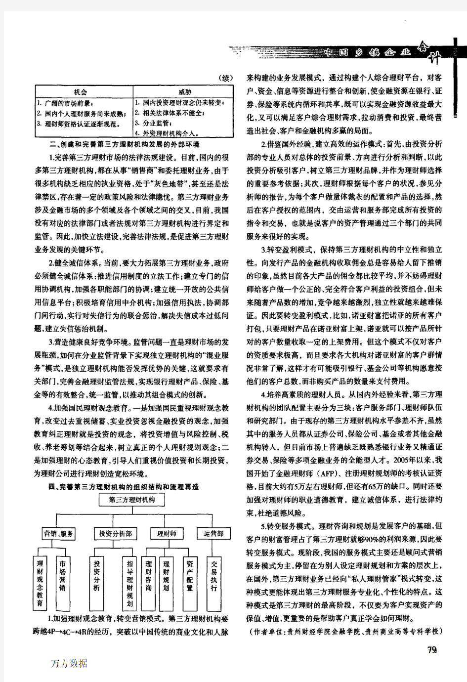 基于SWOT分析的我国第三方理财发展战略