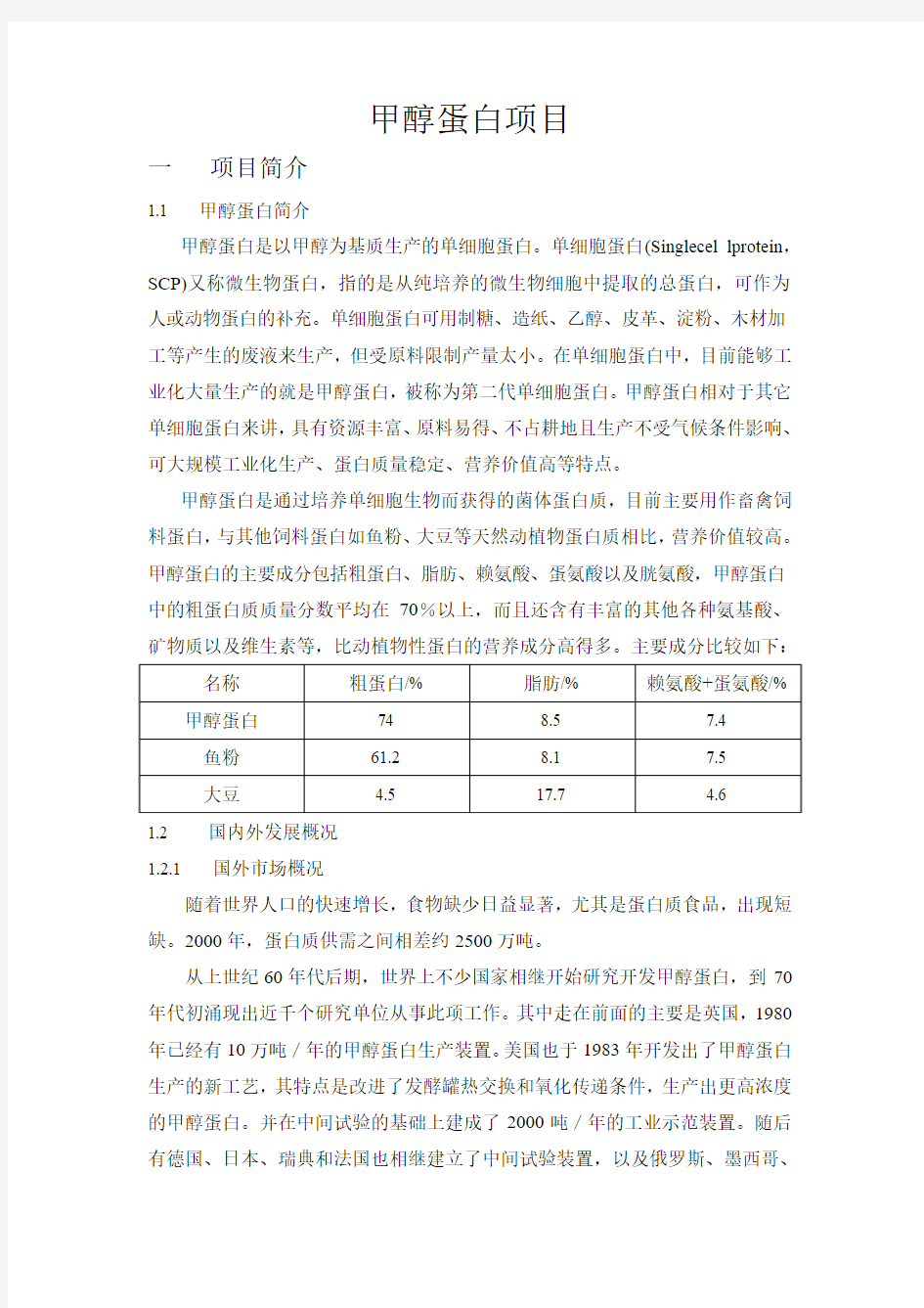 甲醇蛋白项目