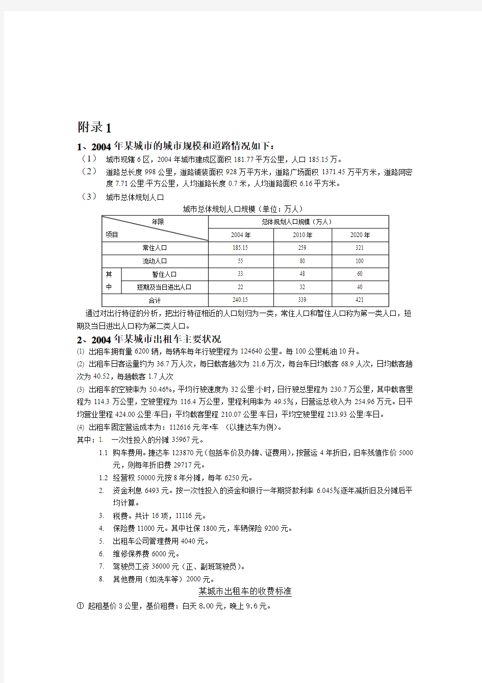 全国数学建模大赛试题——出租车模型及数据(C)