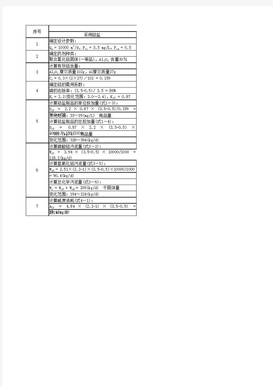 化学除磷加药量计算