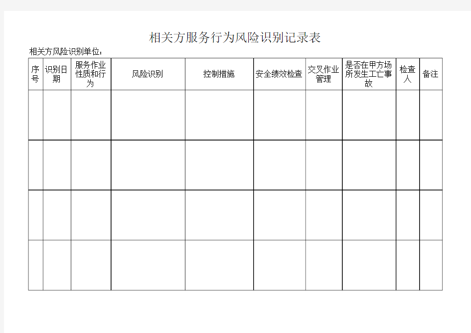 相关方服务行为风险识别记录表