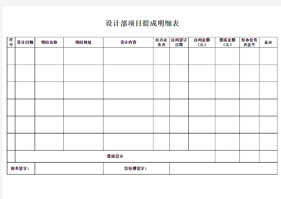 设计提成明细表