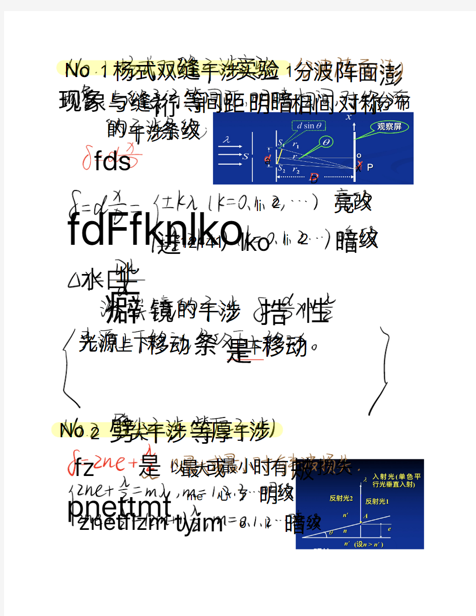 大物光学知识点笔记手写