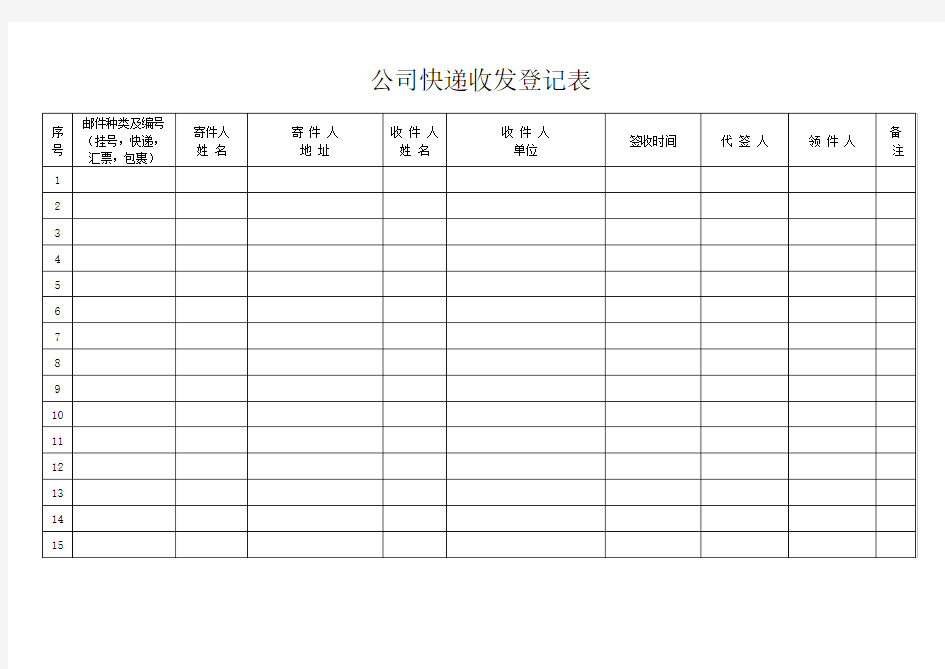 公司快递收发登记表