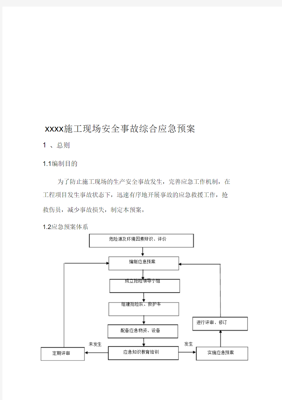 (完整版)施工现场安全事故综合应急预案