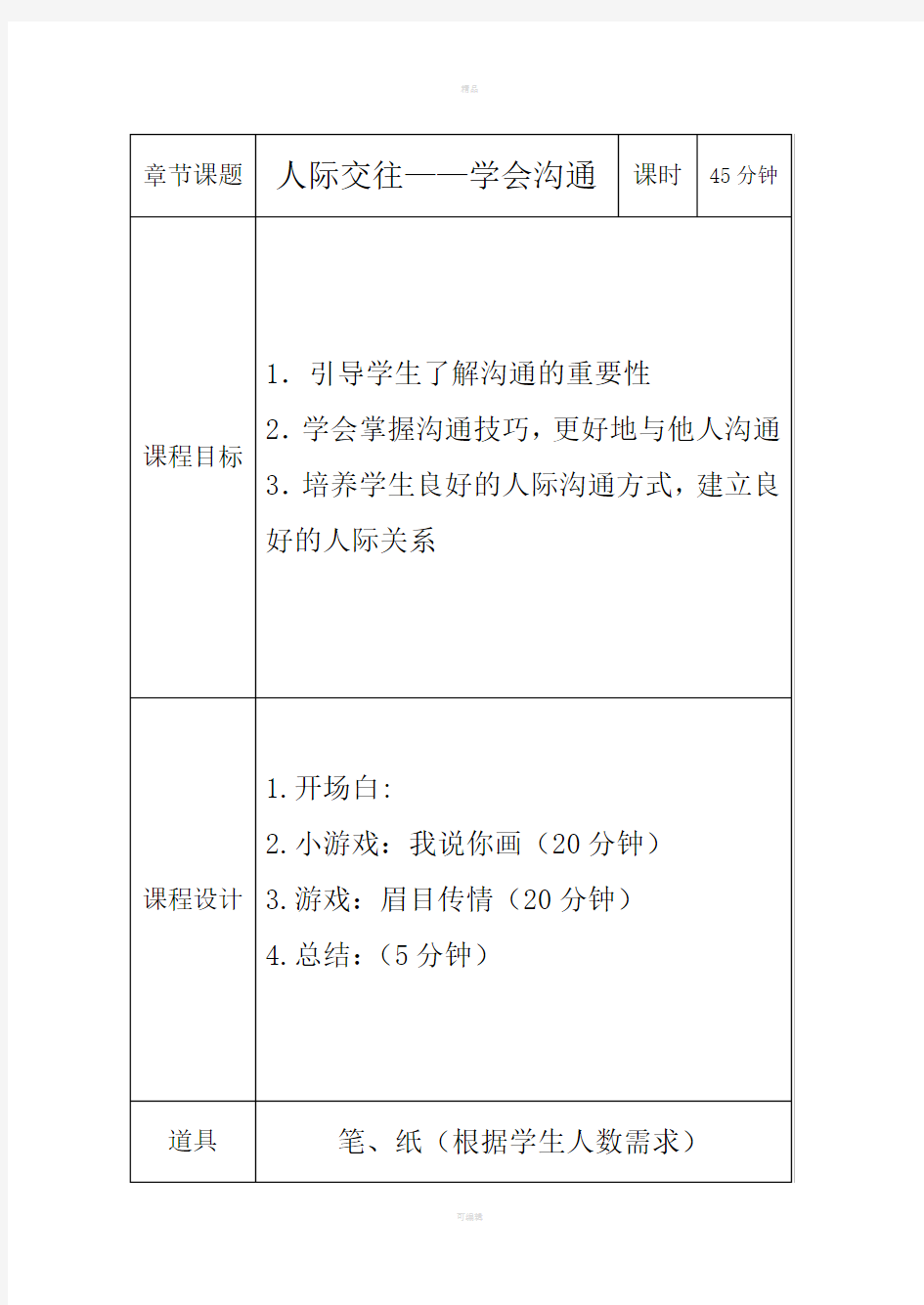 教案(人际交往学会沟通)