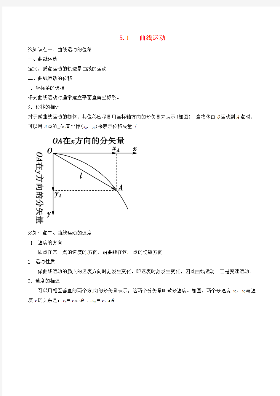 2016_2017学年高中物理专题5.1曲线运动讲基础版含解析