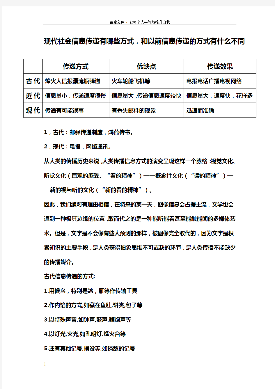 现代社会信息传递有哪些方式