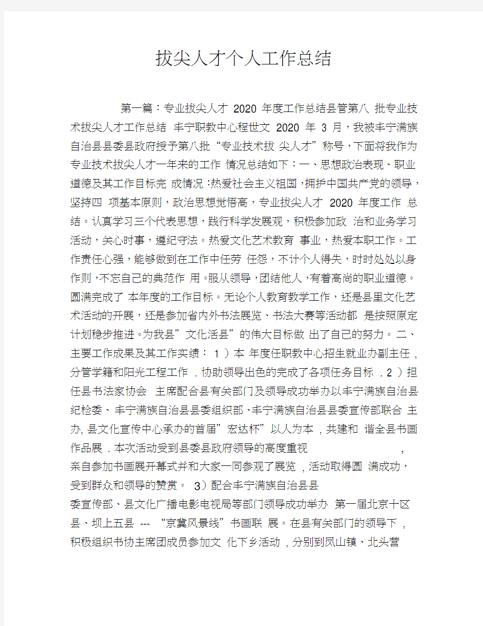 拔尖人才个人工作总结