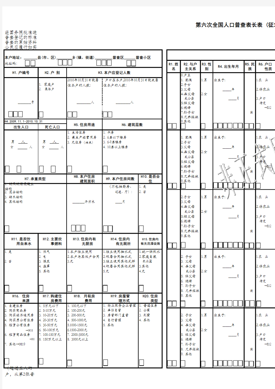 全国人口普查表长表