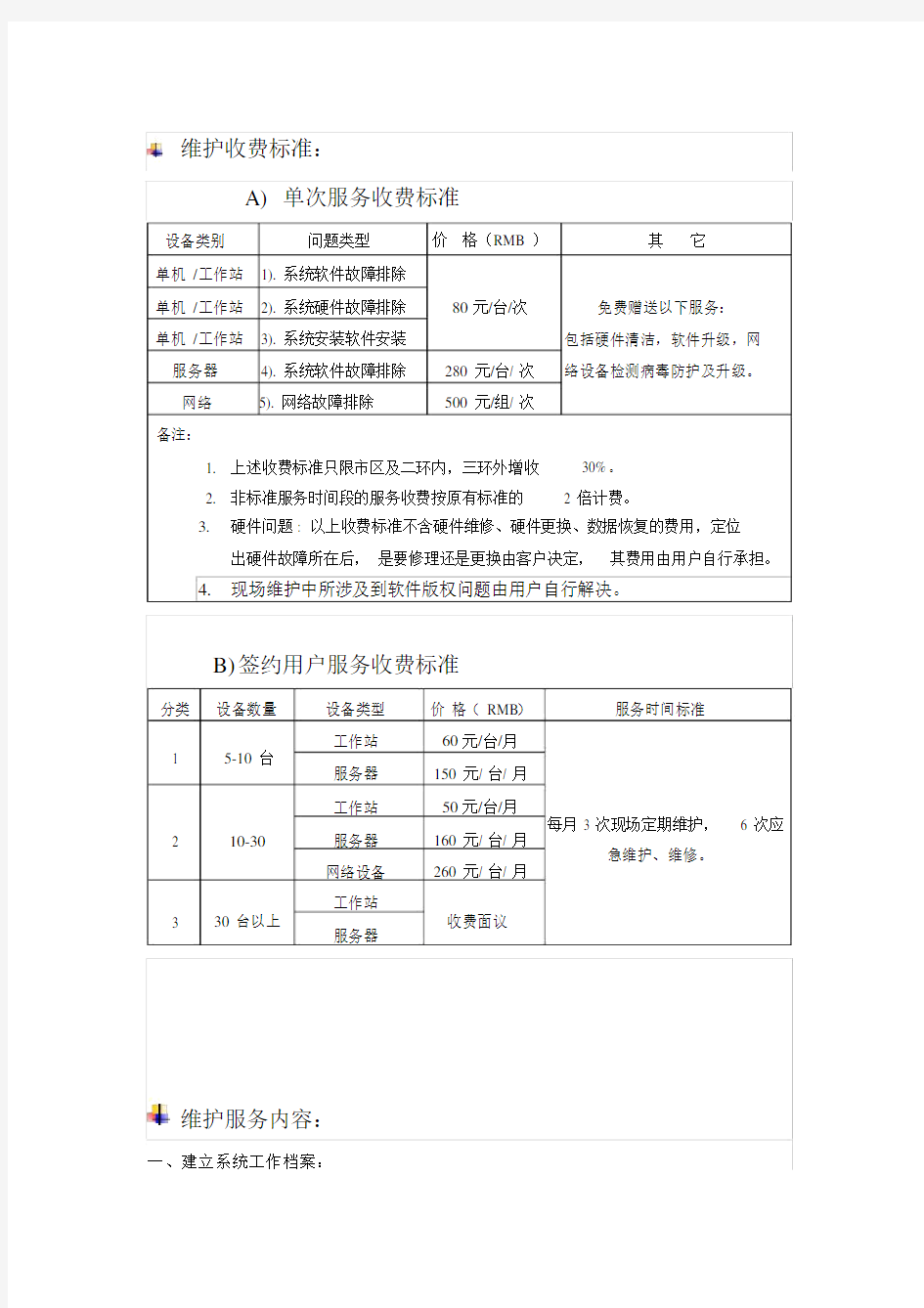 计算机网络维护收费标准.doc