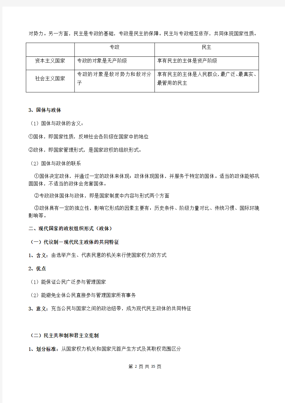 [高考复习]人教版高中政治选修3 国家和国际组织常识 知识点提纲