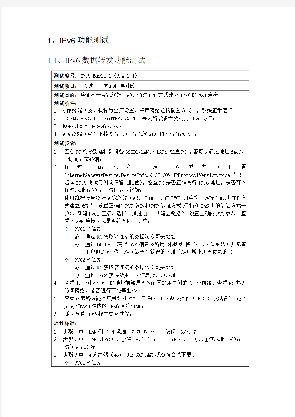 IPv6功能测试