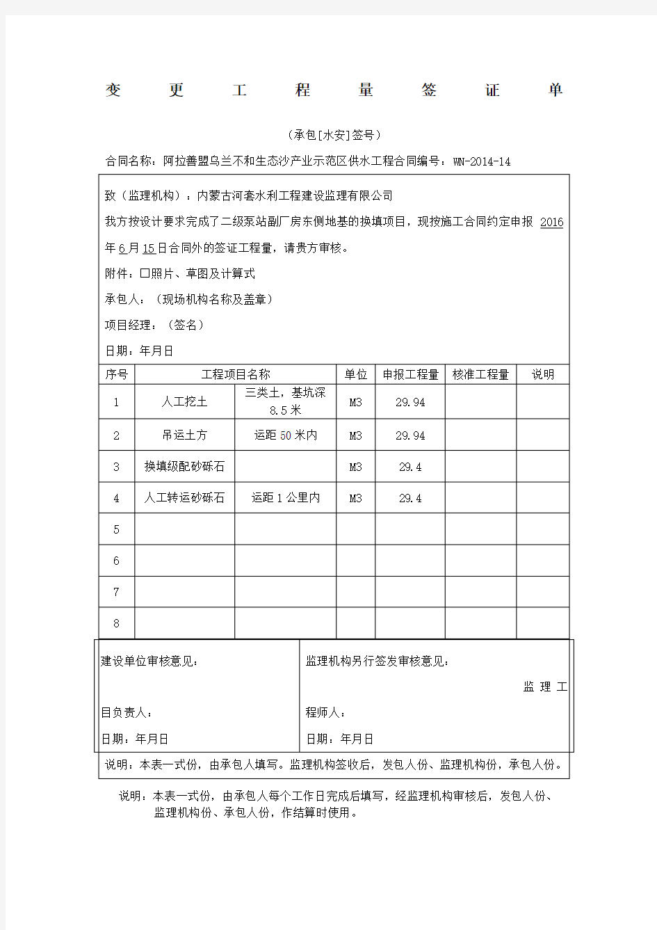 变更项目价格审核表