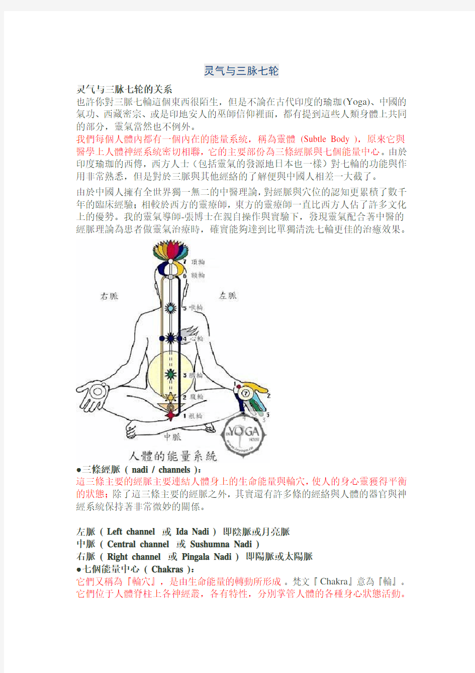 灵气与三脉七轮