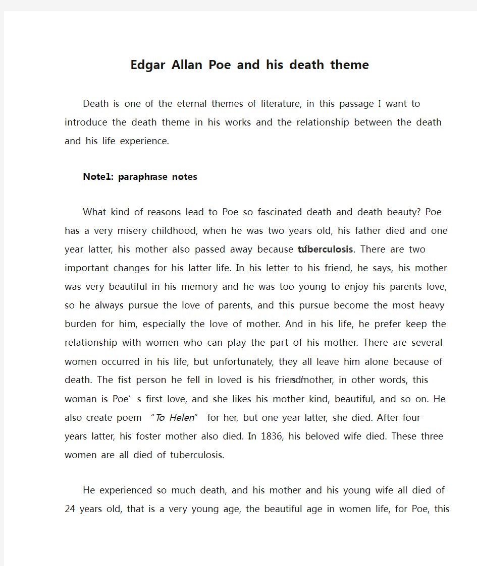 Edgar Allan Poe and his death theme