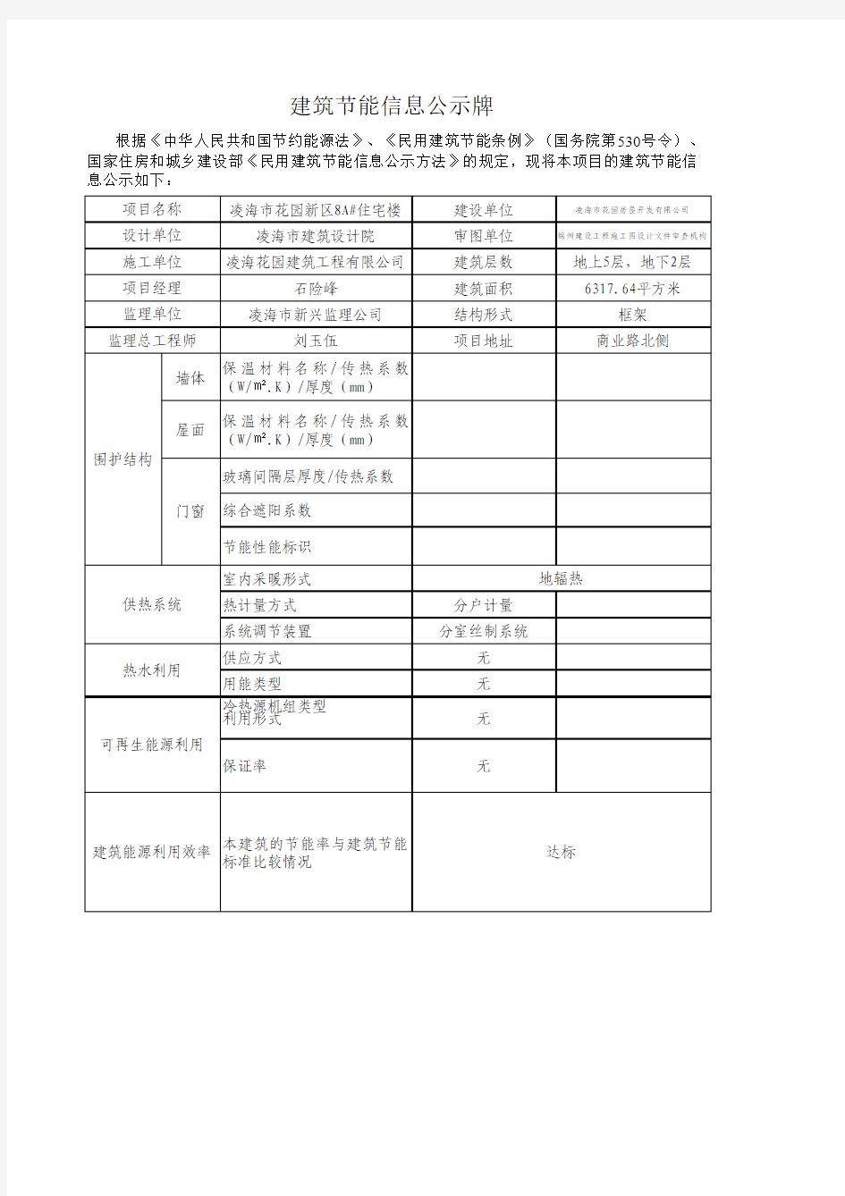 西安市建筑节能信息公示牌(自制)