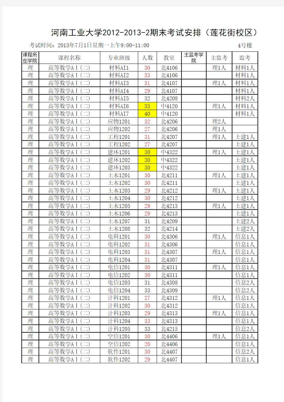 12-13-2期末考试安排