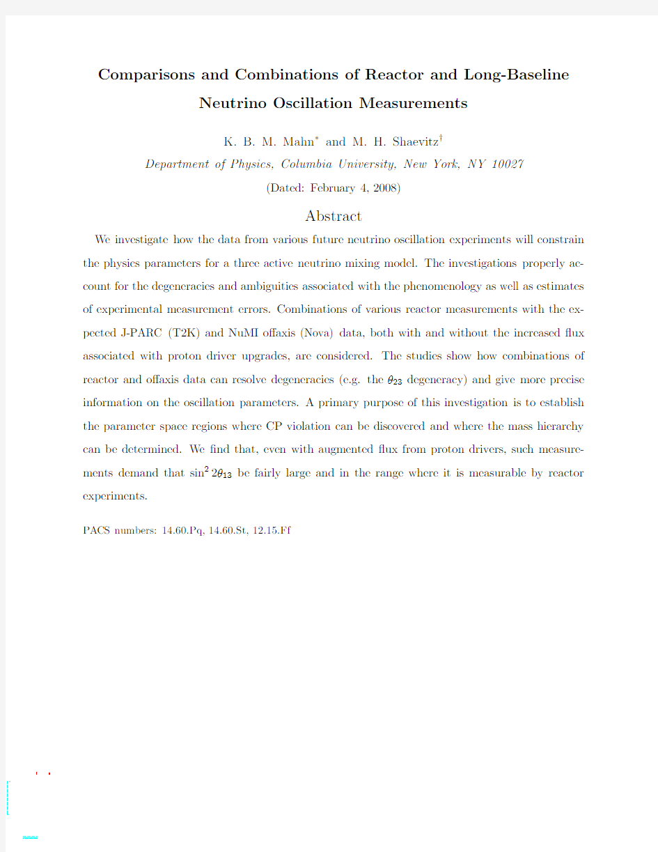 Comparisons and Combinations of Reactor and Long-Baseline Neutrino Oscillation Measurements